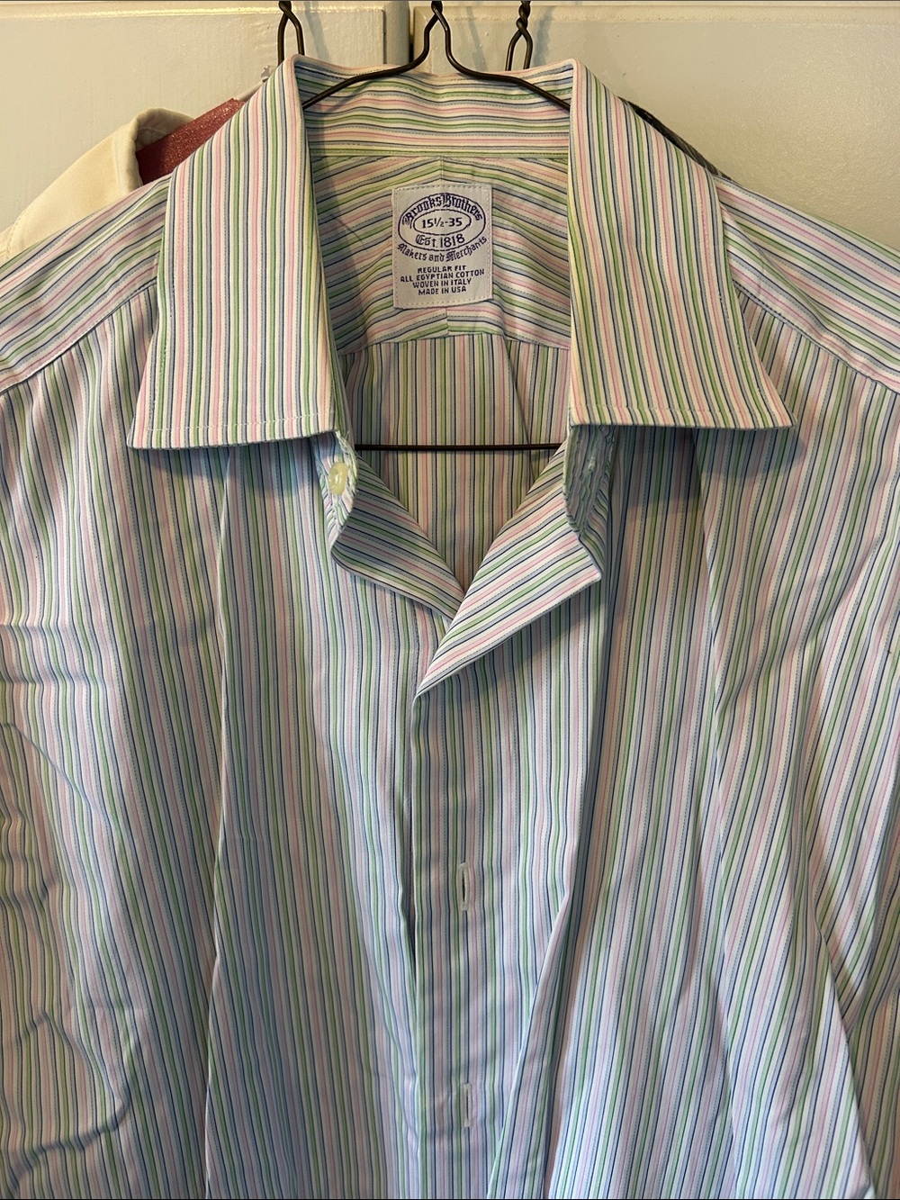 Brooks Brothers Men's Pastel Stripe Dress Shirt - Blue, Green, Pink
